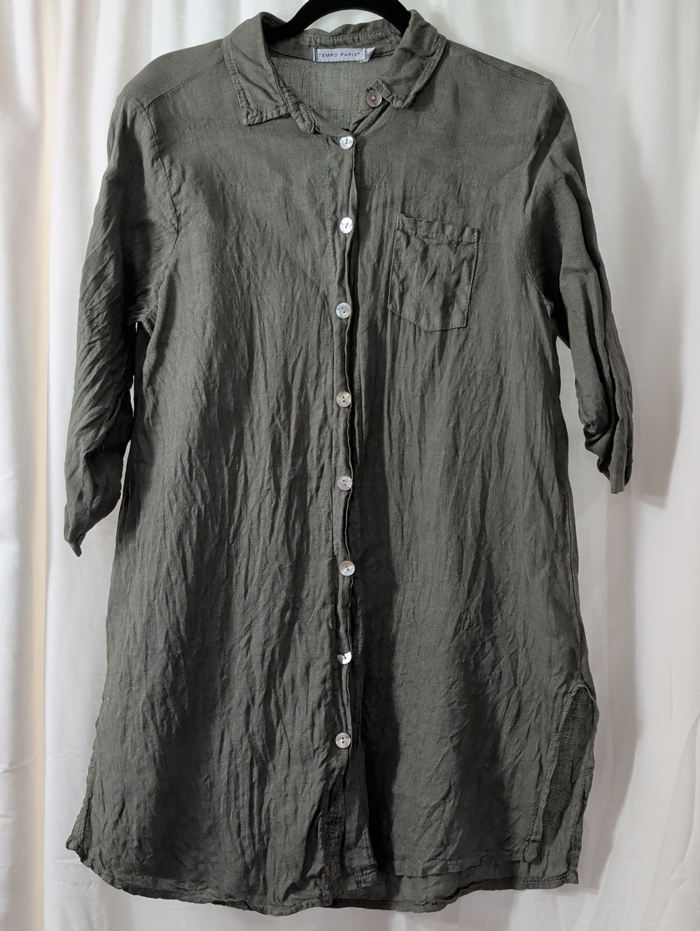 Green 100% Linen Tempo Paris S/M Tunic